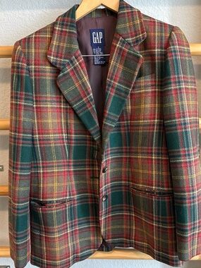 GAP unisex Green & Red Plaid Sport Coat